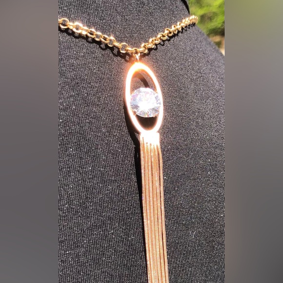 ✔️SOLD✔️copper tasseled pendant w/ brilliant huge moissanite stone - Picture 9 of 14